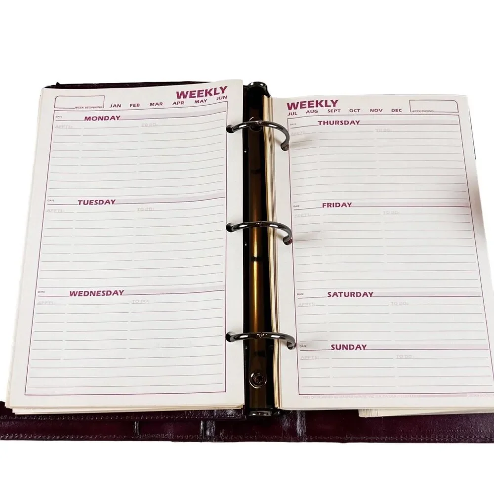 Con Conti Leather 3 Ring Calendar Organizer Binder Zip Pouch Harper House System